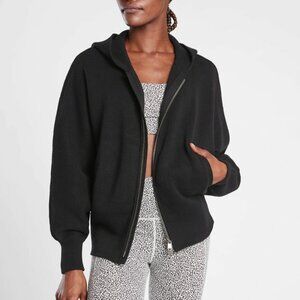 Athleta Aurora Dolman Balck Hooded Zip-Up Sweater Size L